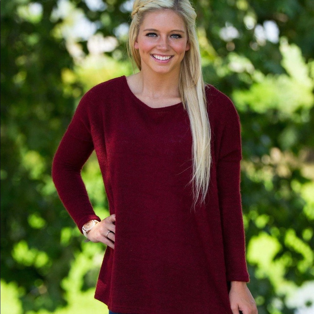Burgundy Piko Sweater